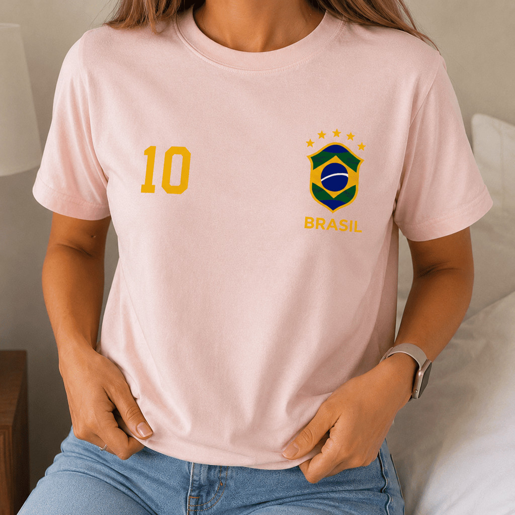 Camiseta Feminina Brasil Camisa Oversized Hexa Copa Manga Curta Jogo Futebol