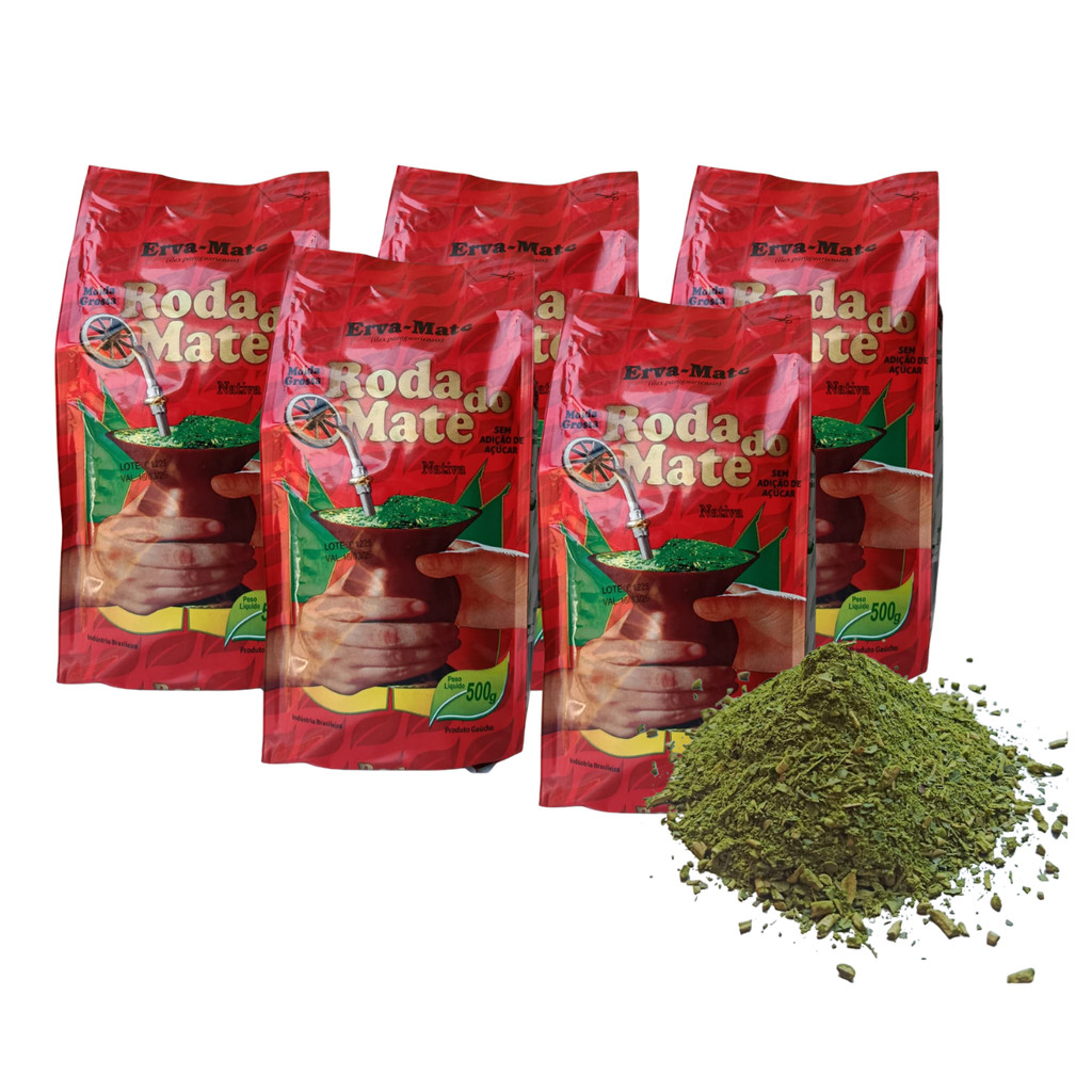 KIT5 Erva Mate Para Chimarrão Roda Do Mate (MOÍDA GROSSA) 1Kg e 500g