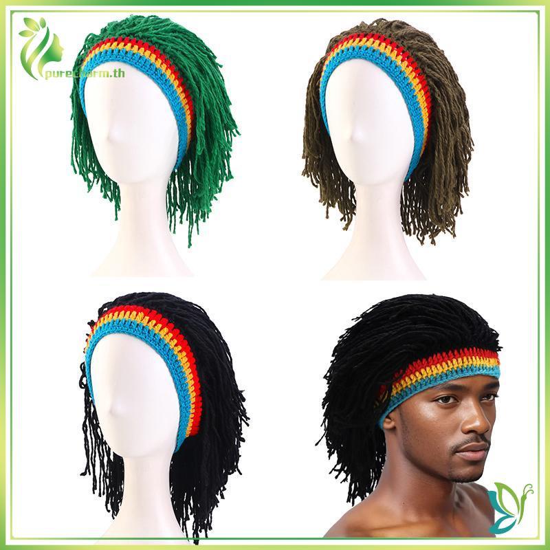 [Beleza] Masculino Feminino Peruca Sintética Trança Falsa Dreadlos Gorro Artesanal Crochê Chapéu Cosplay Festa Headwear