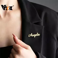 Broche De Nome De Aço Inoxidável Dourado Personalizado, Alfinete De Lapela Inicial Para Mulheres E Homens , Presente