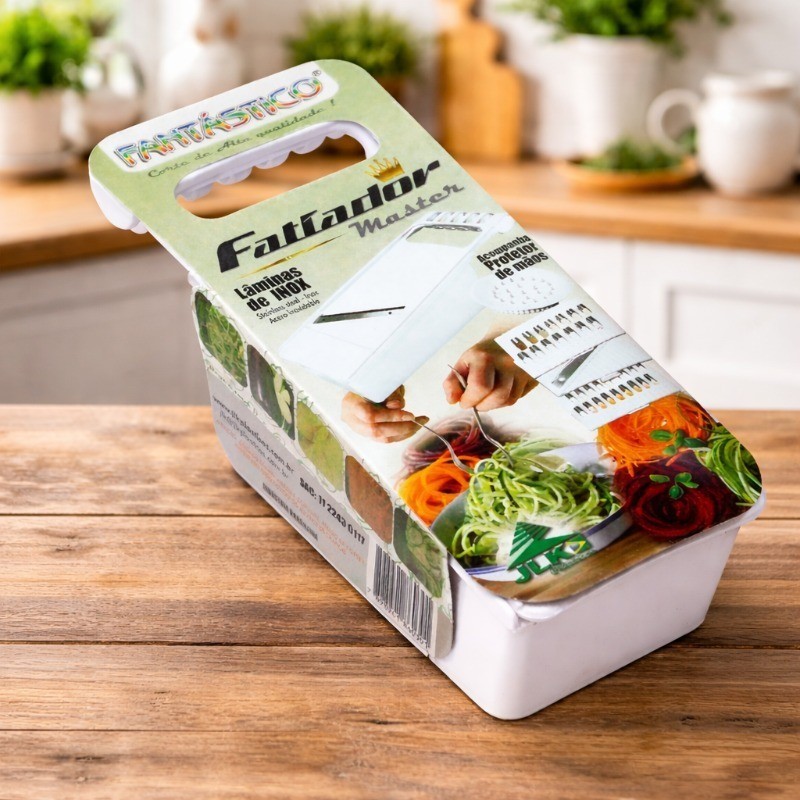 Fatiador Master Fantástico - C/ Suporte + 3 Lâminas Inox + 1 Coletor + 1 Protetor