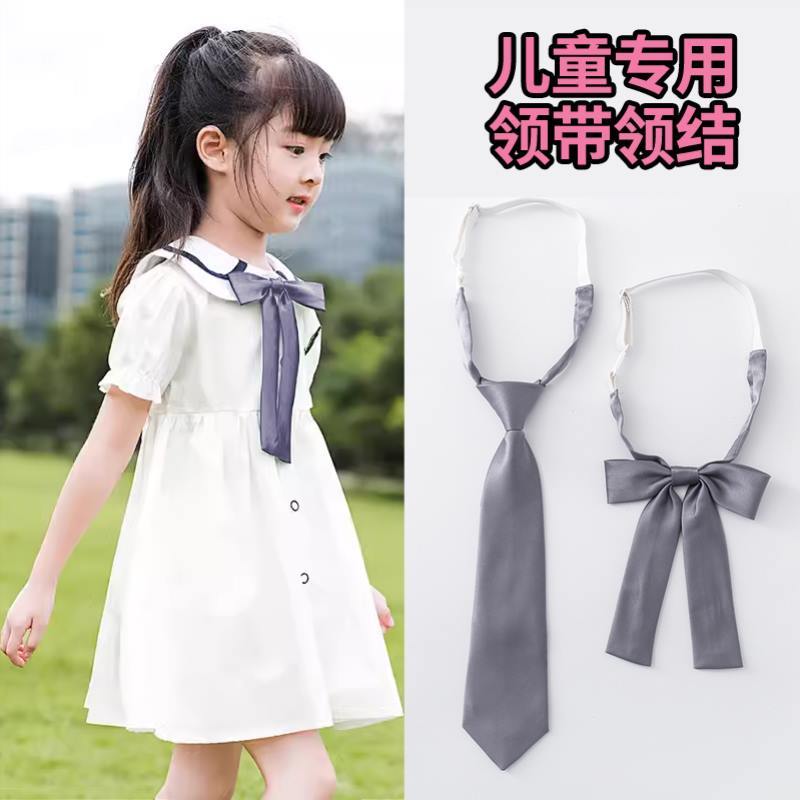 JK gravata borboleta camisa uniforme colar flor menina cinza pequeno punho longo acessórios crianças uniforme escolar de