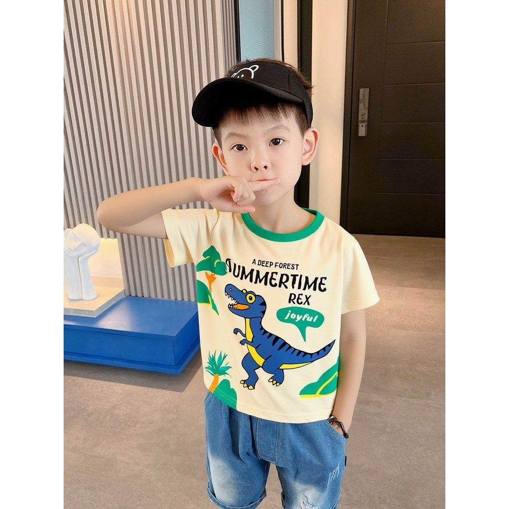 27 crianças versão coreana marca roupas infantis verão novo produto puro algodão manga curta camiseta dos desenhos anima