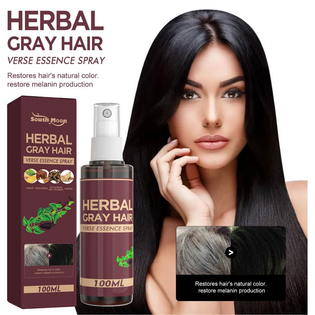 K0XK Spray Escurecedor de Cabelo Herbal de Ginseng 100ml para Cobrir Cabelos Brancos e Acinzentados, Spray Escurecedor d