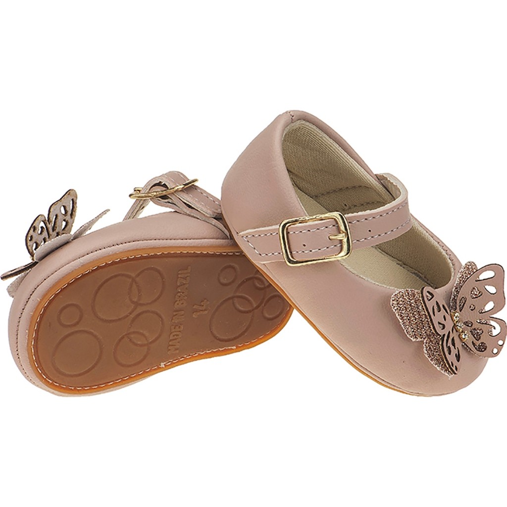 Sapatilha Infantil Bebê Menina com Borboleta Glitter – Conforto e Sofisticação para Bebê Menina