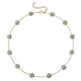 Colar Choker Humlbird para Mulheres, Colar de Margaridas, Colar de Flor de Cristal, Colares de Ouro em Aço Inoxidável Ba