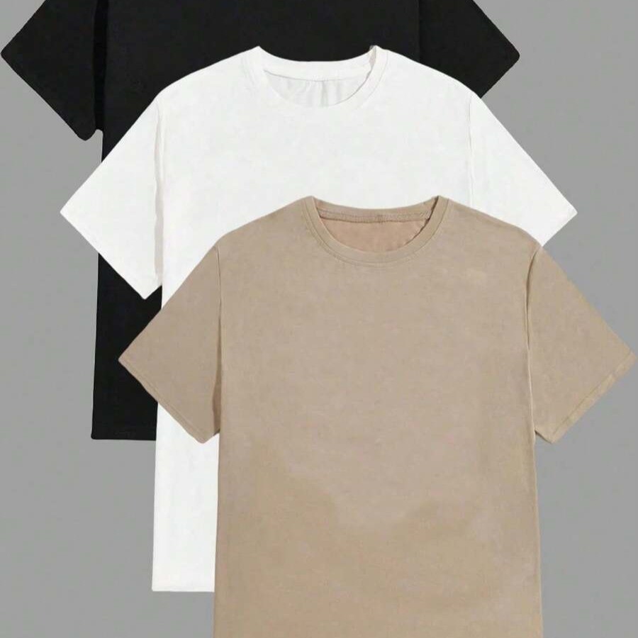 Kit De 3 Camiseta Preta Branca Bege Unissex Masculino 100% Algodão Top Premium Streetwear Lançamento