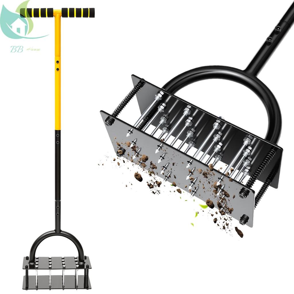 Ferramenta Aeradora De Gramado Manual Ajustável , Aerador Com 16 Pontas , Limpeza Automática De Folhas E Solo Para Afrou