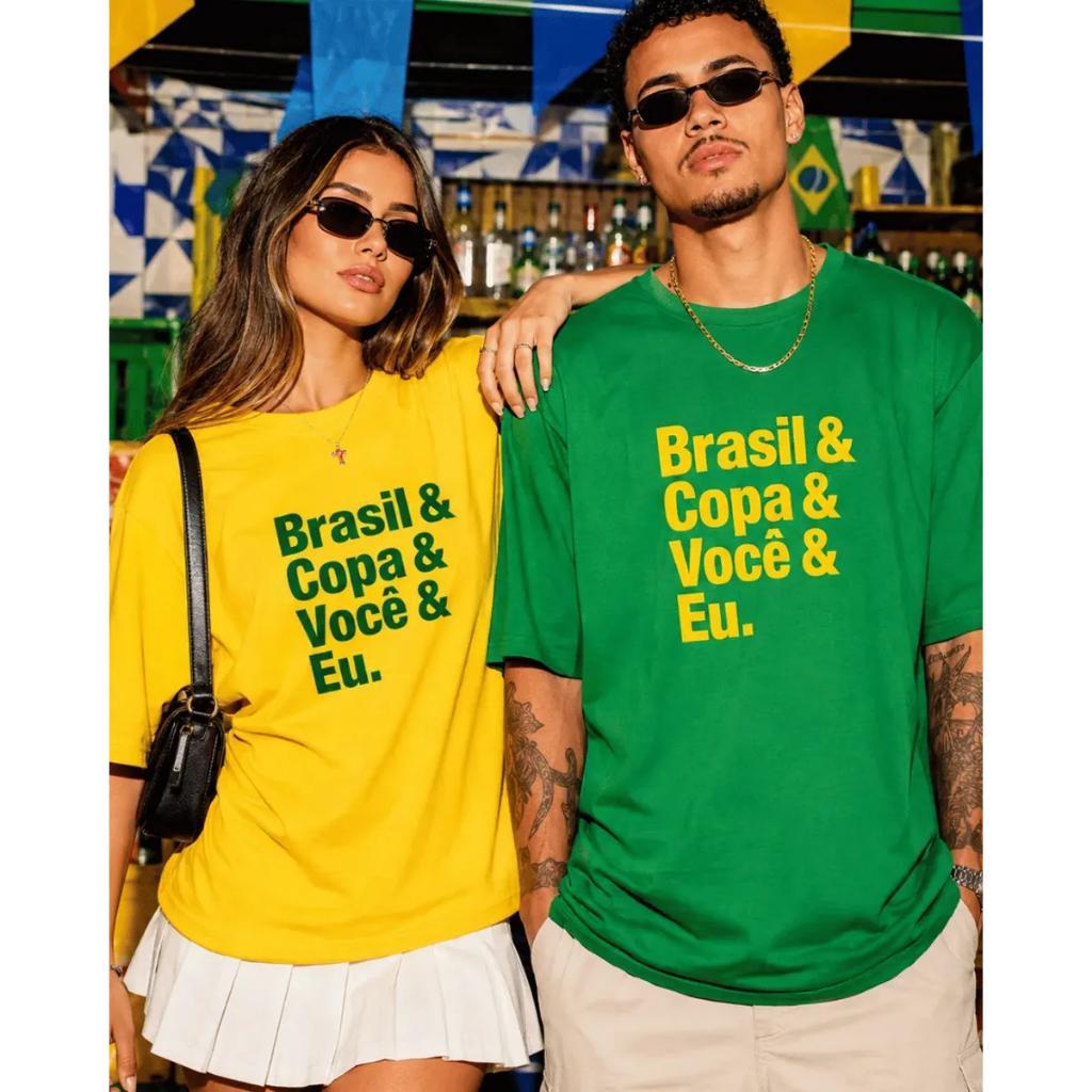 Kit Camiseta Casal Para Copa 2026 Estilosa Brasil Copa Você & Eu