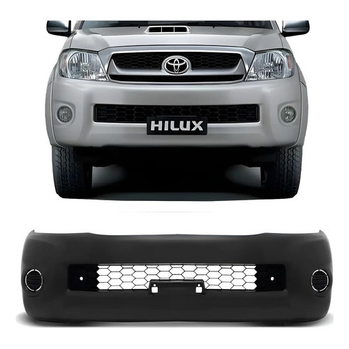 Parachoque Dianteiro Hilux 2009 2010 2011 Com Furo Alargador Preto Liso P/ Pintura