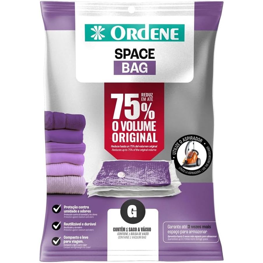 Saco a vacuo para roupas transparente ordene space bag Tamanho 80x60 G