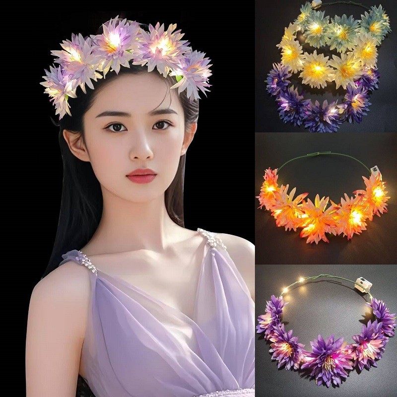 Tiara De Coroa De Flor Brilhante Para Mulheres Festival Mercado Noturno Cosplay Acesso Festa Ao Ar Livre