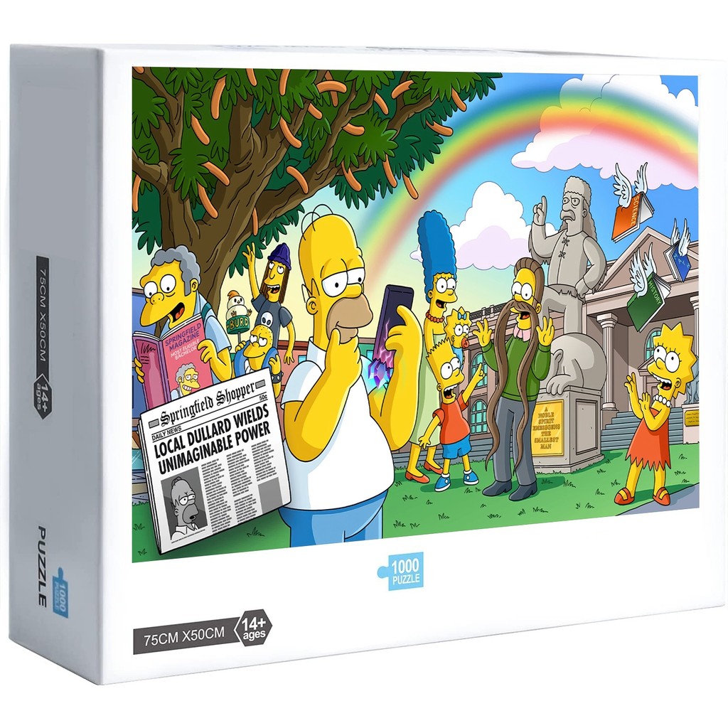 Os Simpsons Springfield Shopper Homer Marge Bart Lisa Maggie Ned Flanders Moe Nelson Quebra-Cabeça 1000 Peças Decoração