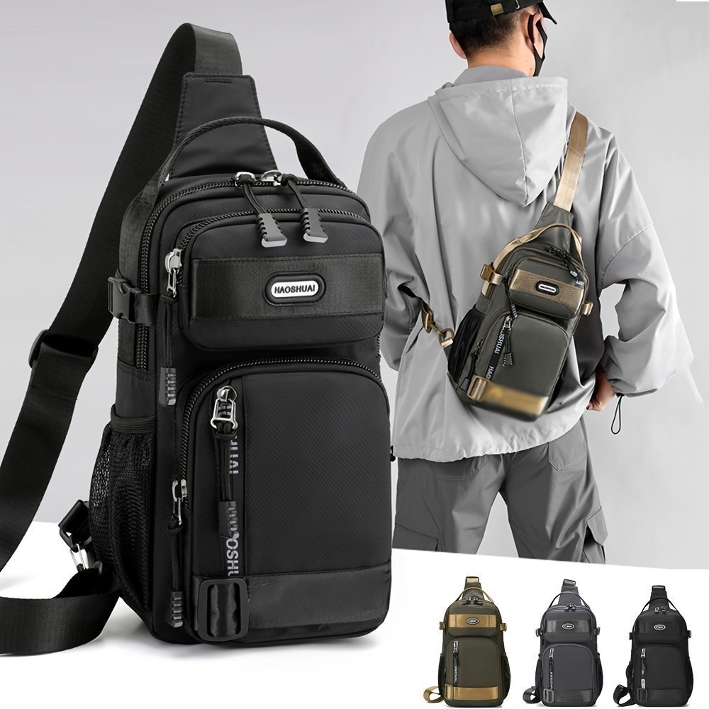 Mochila De Peito Masculina Impermeável Multifuncional De Transversais Para Acampamentos Ao Ar Livre Caminhadas jz