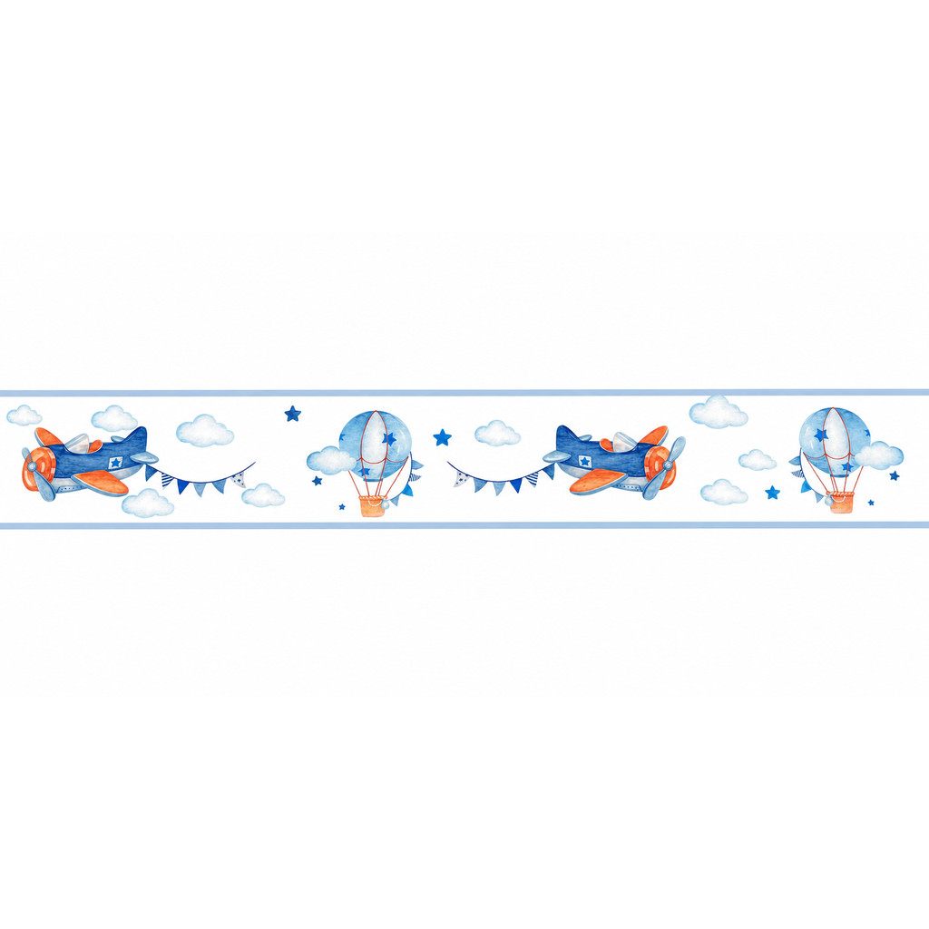 2 Faixas Adesiva Decorativa Parede Balão E Avião Infantil