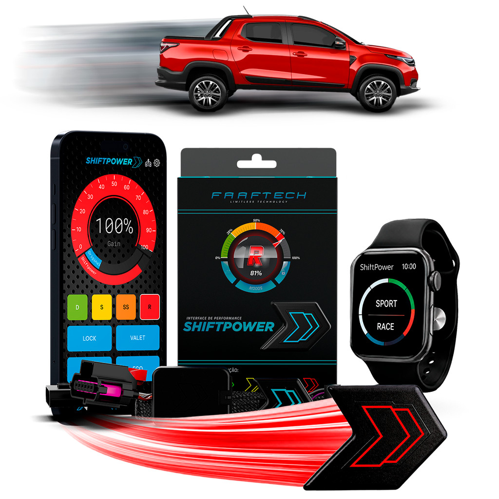 Shiftpower Chip Acelerador Tira Atraso Pedal Strada 2021 até 2026 FT-SP02+ Carplay e Android Auto Apple Watch Faaftech