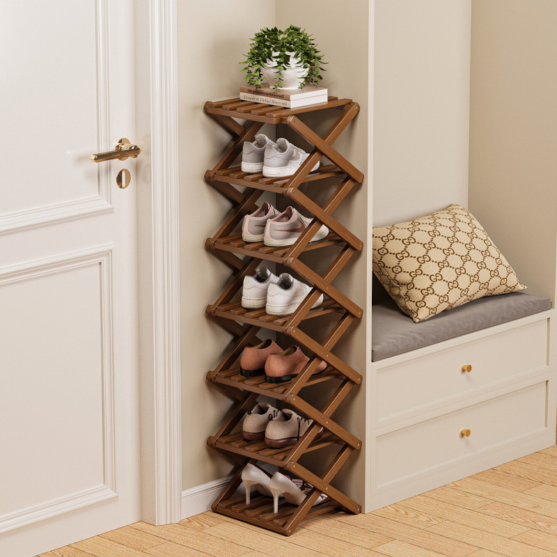 Rack de sapato dobrável sem instalação, simples, multicamadas, porta de entrada doméstica, rack de armazenamento, alugue