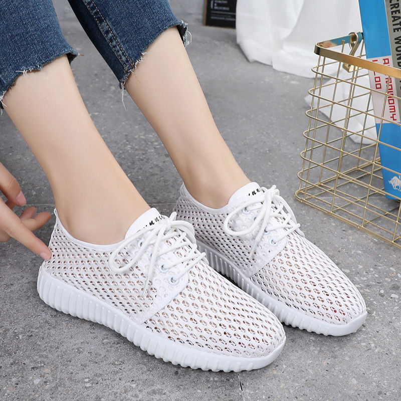 Mulheres verão malha sapatos oco sapatos esportivos casuais sapatos femininos malha respirável sola macia mãe sapatos lí