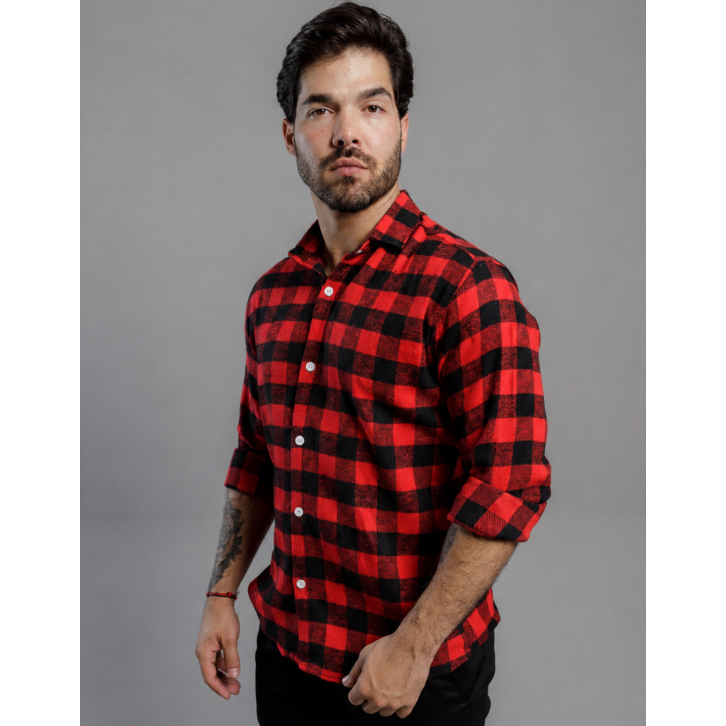Camisa Masculina Xadrez  Flanelada Manga Longa Inverno Casual