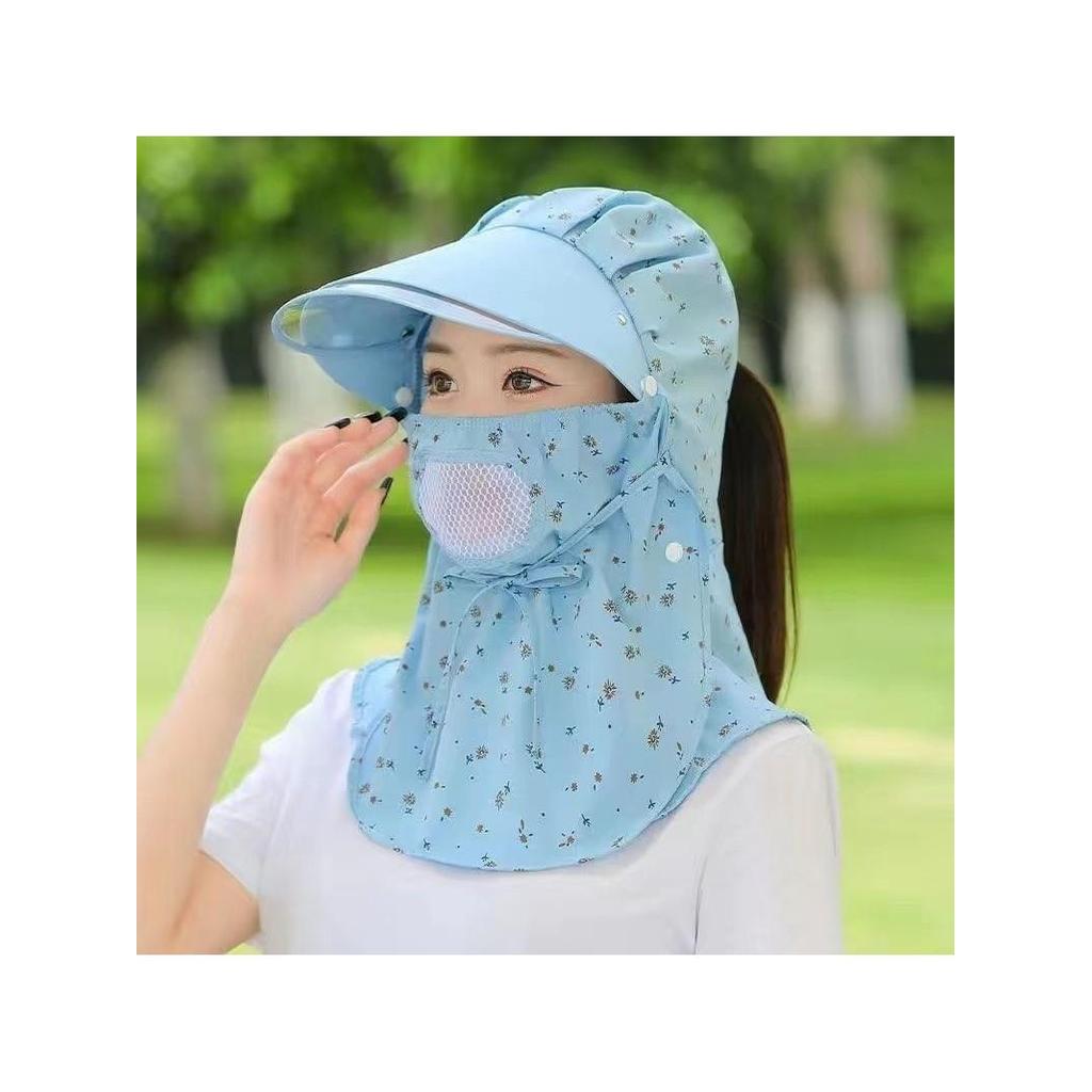 Chapéu protetor solar de verão feminino trabalho subterrâneo pescoço proteção capa rosto integrado chapéu de sol equitaç