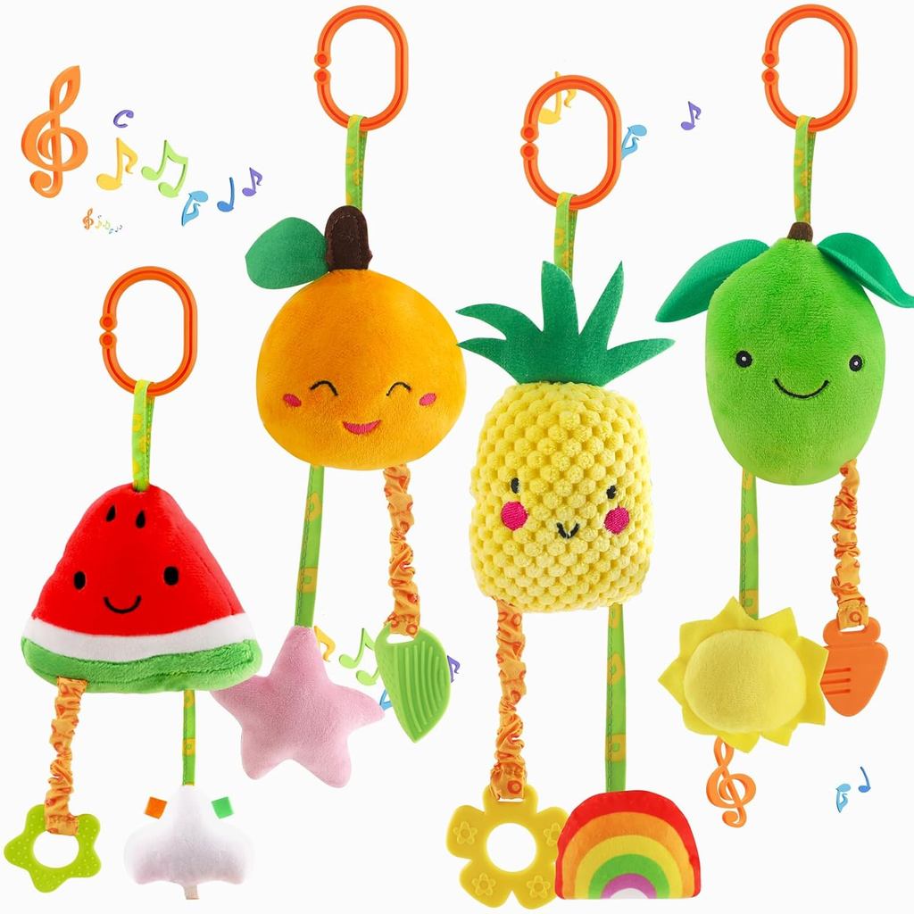 Brinquedo Chocalho Suspenso para Bebês KAKIBLIN, Conjunto de 4 Peças para Cadeira de Carro e Carrinho de Bebê, Brinquedo