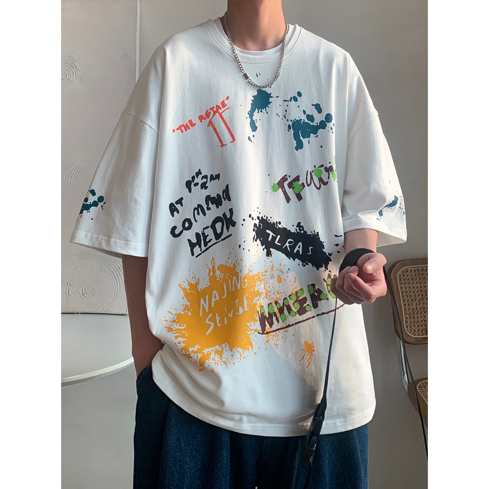 Camiseta de manga curta masculina verão na moda solto rufião bonito juventude meia manga camiseta masculina na moda marc