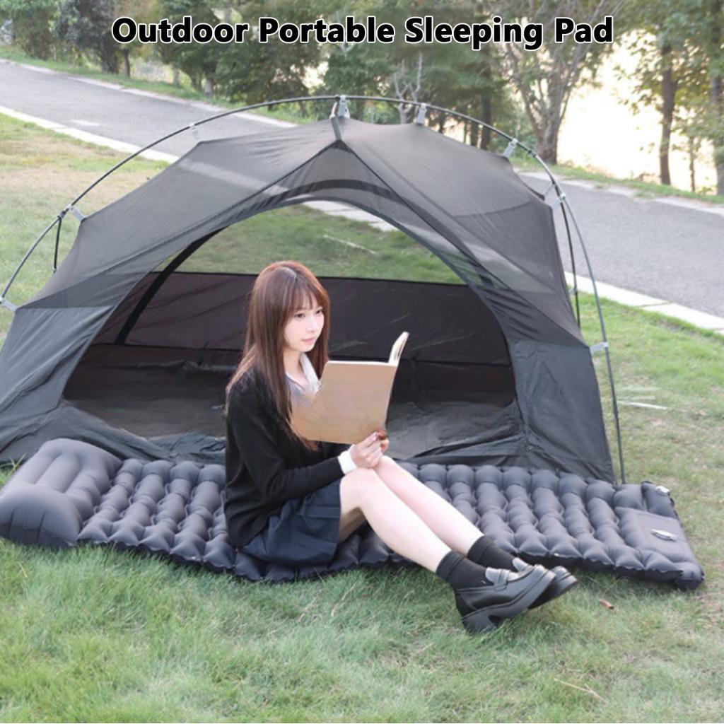 outdoor_sports.br Tapete de dormir inflável leve Xixian com travesseiro Bomba de pé embutida Almofada externa