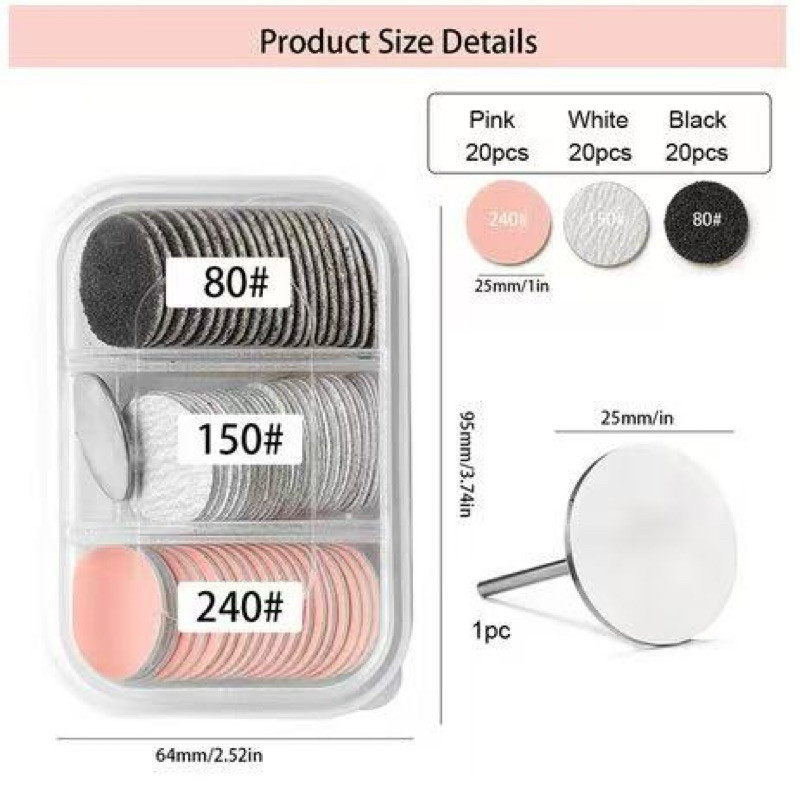 Kit Broca Disco mandril em Aço para Remoção e Polimento de Unhas de Gel Alongamento Extensão Manicure Unhas