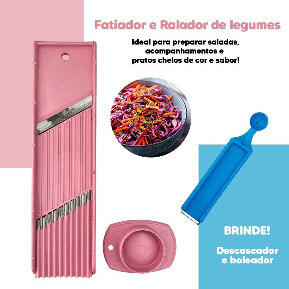 Fatiador Ralador Cortador Manual, Mandolin, Mandolim, Mandoline Descascador Boleador 4 em1