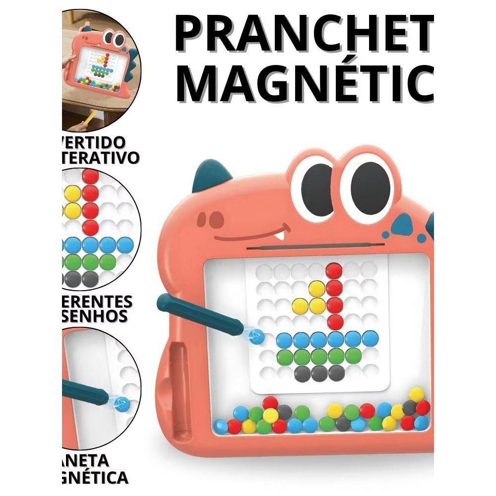 Lousa Dino Magnética Divertida Quadro Mágico c/ Caneta Brinquedo Infantil Criativo Didático, Criança s/ Tela Caneta Imã