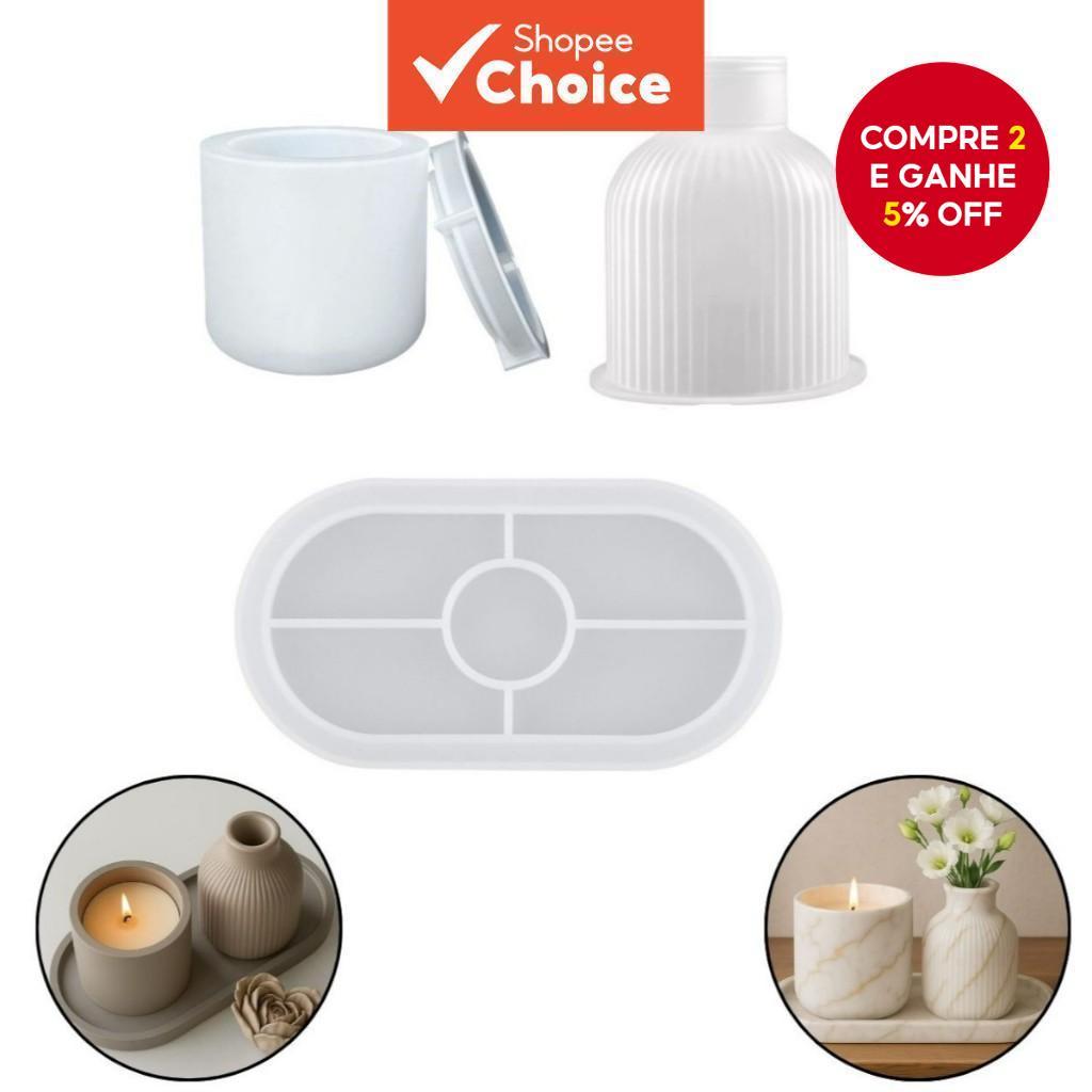 DIY 3 Pcs Moldes De Silicone Feitos À Mão Para Velas , Vasos De Flores , Concreto , Resina , Fabricação De Joias