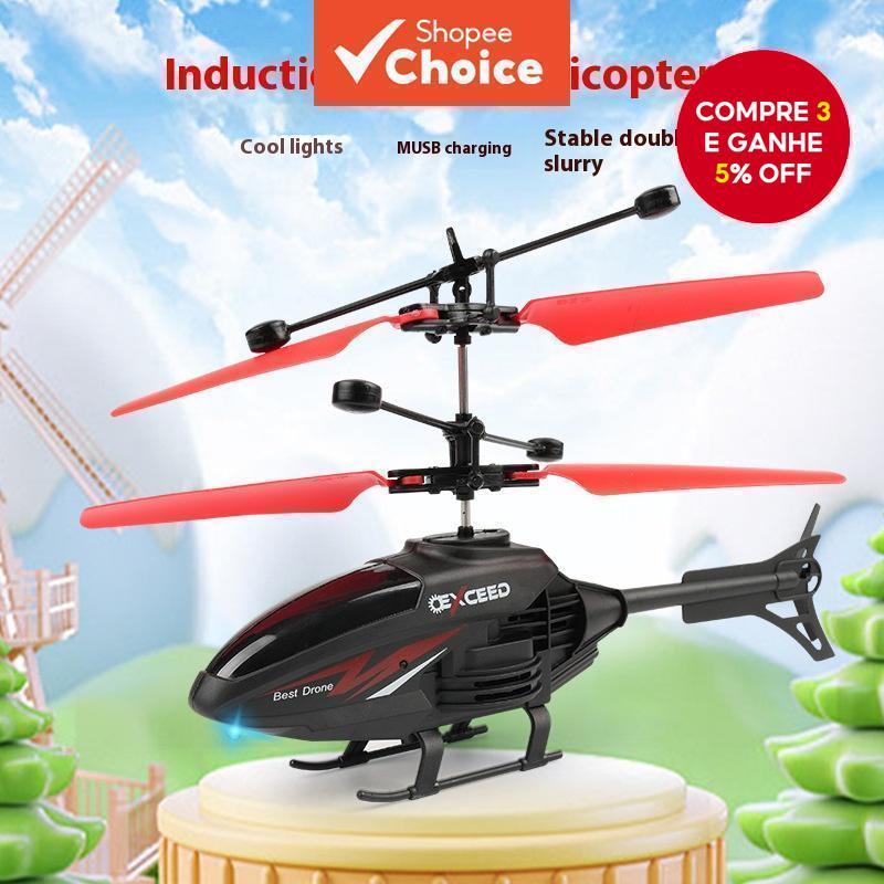 Brinquedo De Avião De Indução , Mini Drone Resistente A Choques Para Crianças , Helicóptero Preto Recarregável