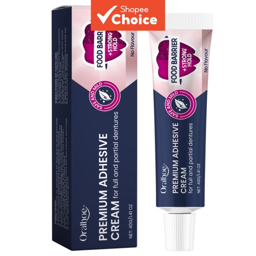 Creme Fixador de Dentaduras de Sílica e Cálcio 40g – Fixação Antideslizante por 4 Dias, Copolímero PVM/MA | Fácil de
