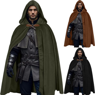 Retro estilo com capuz cor sólida manto Medieval renascentista período masculino feminino capa com capuz traje de Hallow