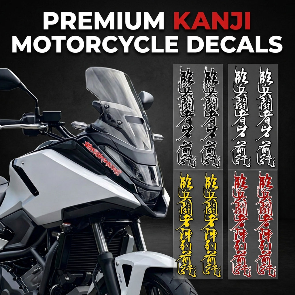 Decalque De Vinil Para Motocicleta Kanji | Adesivo Impermeável Premium Corpo E Pára-Brisa