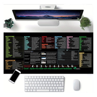 Mouse Pad Grande Com Atalhos Do Excel Para Escritório