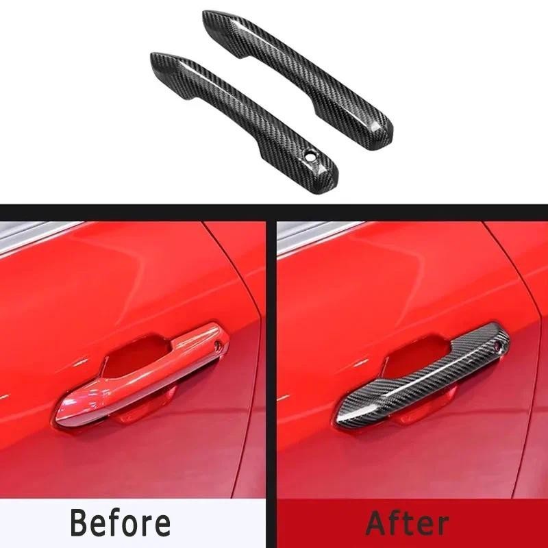 Para Ford Mustang Real Seco Maçanetas De Porta De Fibra De Carbono Tampa Do Tanque De Combustível Anéis Decorativos Tamp