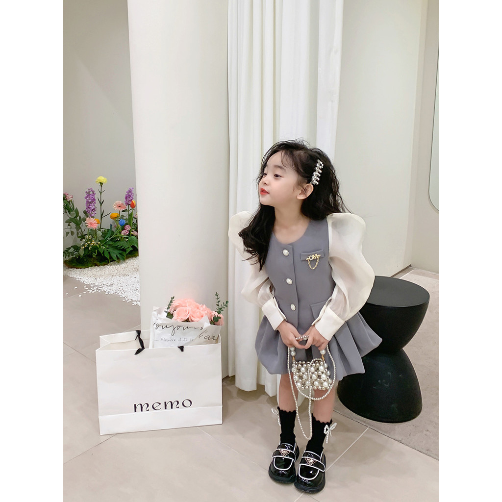 Meninas roupas moda ternos moda crianças influenciador frito rua 2022 novo estilo terno de duas peças saia bebê primaver