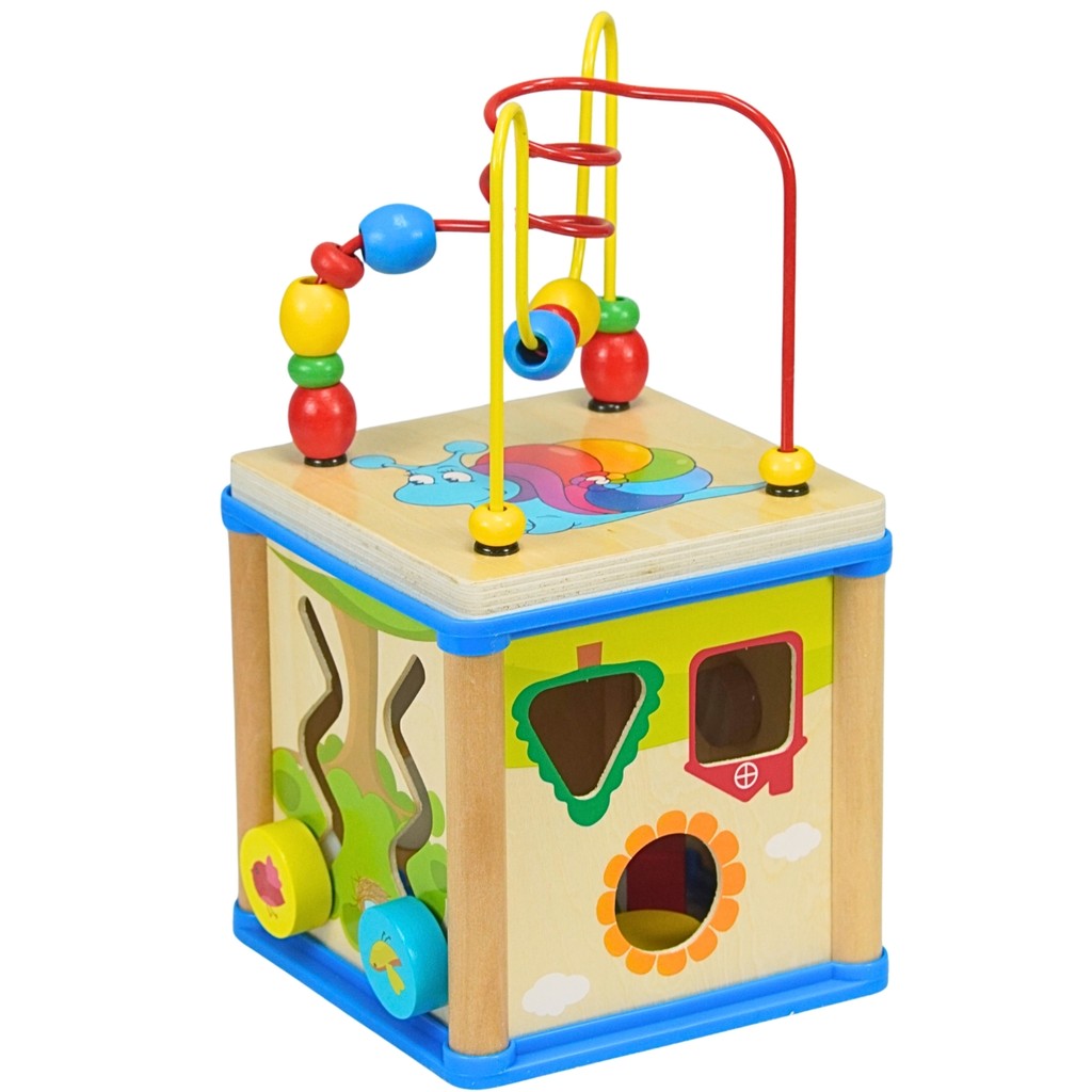 Brinquedo Infantil Cubo Didático De Atividades Montessori Educativo De Madeira Castela