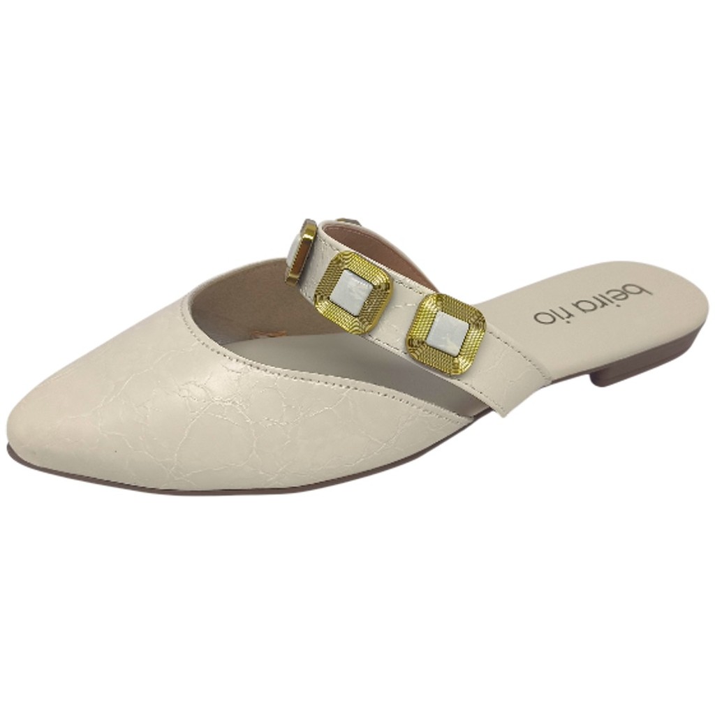 Mule Feminino Bico Fino Elegante Adorno Metalizado Beira Rio