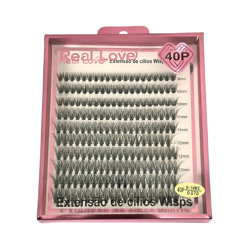 CARTELA DE CILIOS TUFINHO REAL LOVE 40P WISPS