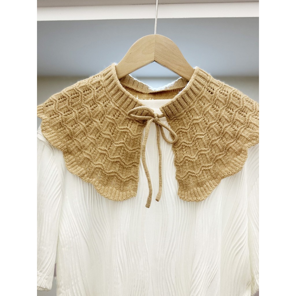 Estilo doce malha exterior jogo primavera outono All-match combinando saia decoração colar falso feminino pequeno xale a