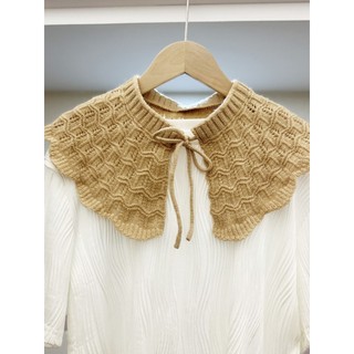 Estilo doce malha exterior jogo primavera outono All-match combinando saia decoração colar falso feminino pequeno xale a