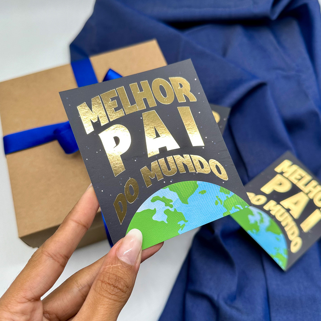10un Postal Hot Stamping "Melhor Pai do Mundo" - Coleção Dia dos Pais