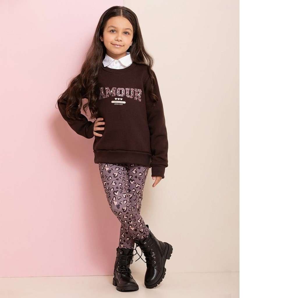 Conjunto Infantil menina Inverno Moletom  Com Legging