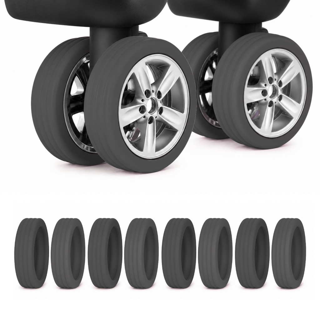 Capa Protetora De Rodinha De Mala Silicone Preto Rodas Duplas 8 Unidades Para Viagem E Carrinho