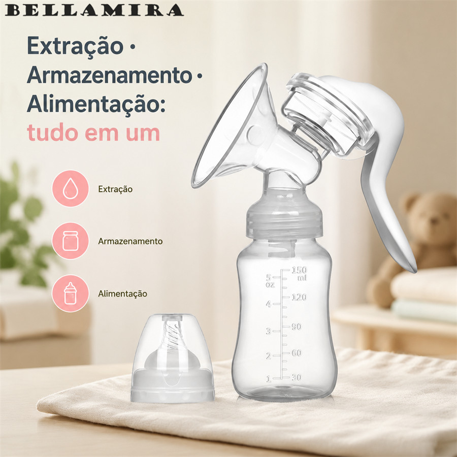 Bomba De Tirar Leite Materno Bebe Manual Confortável Extração De Leite Pós-Parto Bomba Tira Leite Portátil Integrado