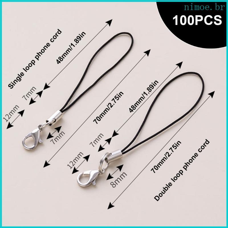 Nim 100 Pulseiras Telefone Anéis Fixação Cordas Cordão Poliéster Versáteis Para Elaborar Chave