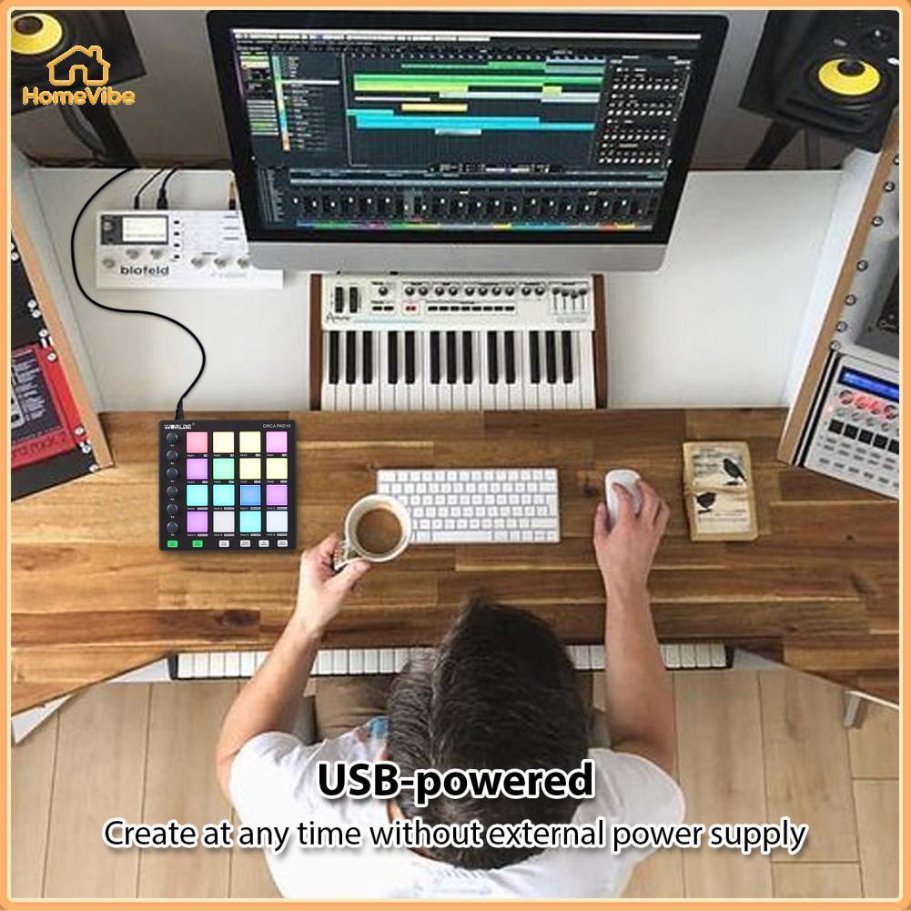 HomeVibe WORLDE MIDI Controller Beat Maker Machine 6 botões atribuíveis Nota Repita botões de nível completo e software
