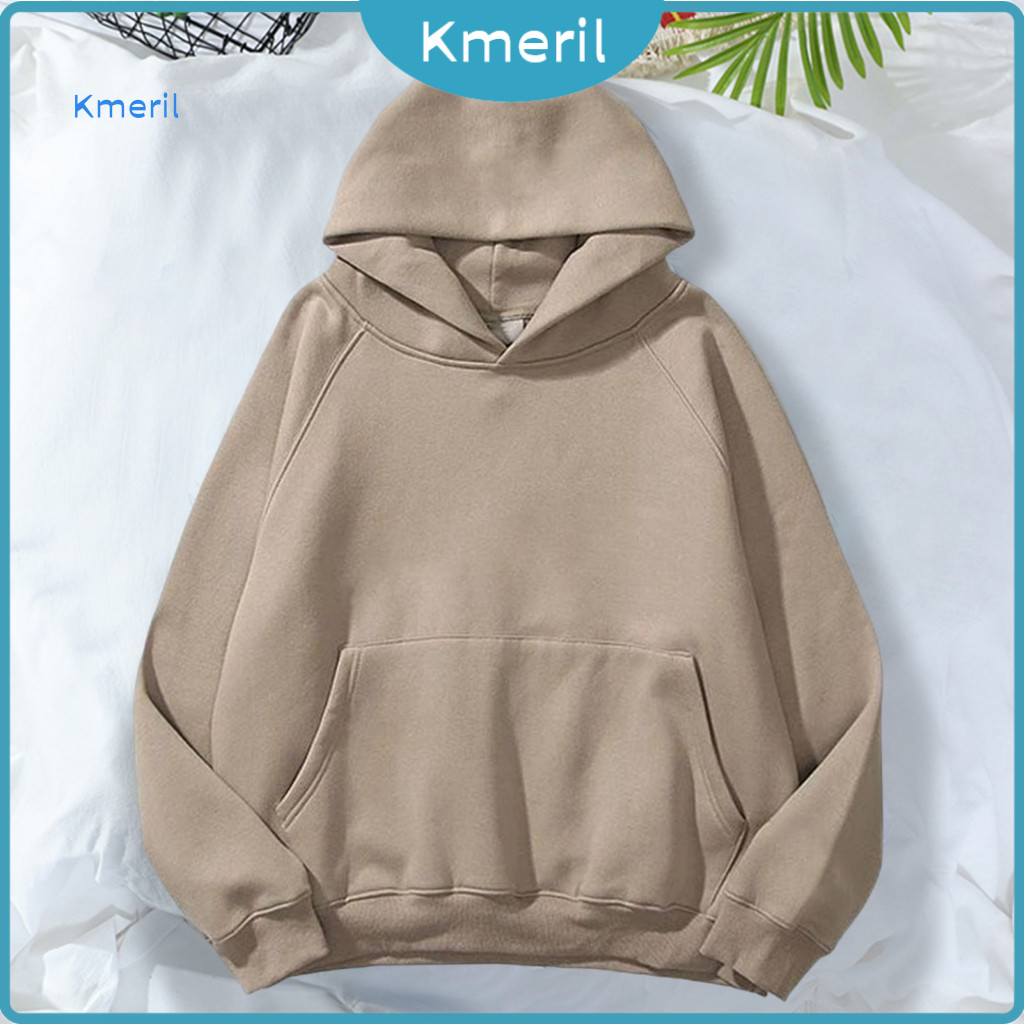 Thickened Velvet Hoodie for Men Men's Solid Color Pullover Sweatshirt Large Front Pocket Loose Fit Sports Top Casual Str